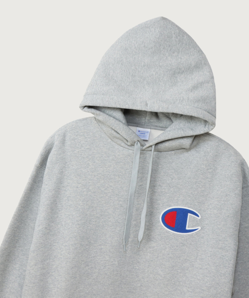 빅 C로고 오버핏 조그택 후드 티셔츠 Oxford Grey