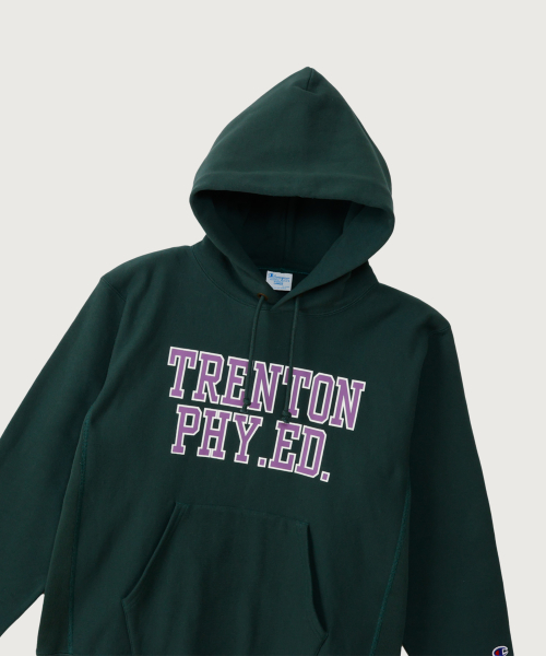 리버스위브 블루택 루즈핏 컬리지 후드 티셔츠 Dark Green