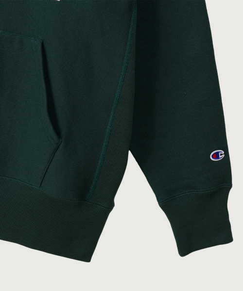리버스위브 블루택 루즈핏 컬리지 후드 티셔츠 Dark Green