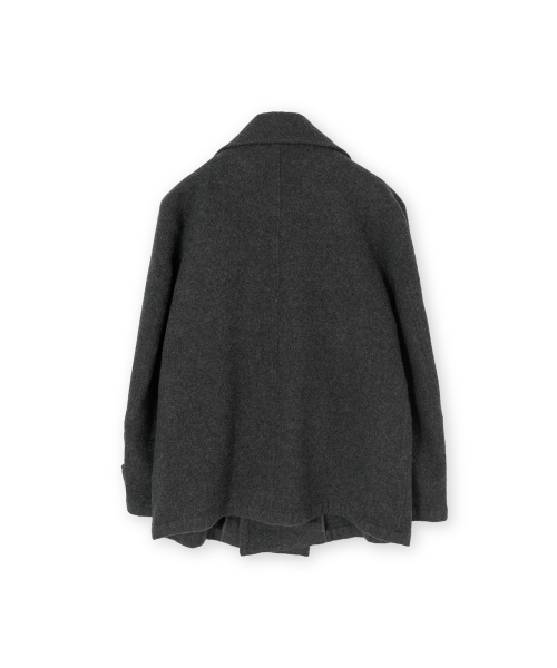 Boiled Wool Pea Coat, Charcoal