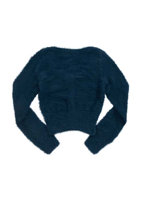 NIA HAIRY CARDIGAN / BLUE-GREEN