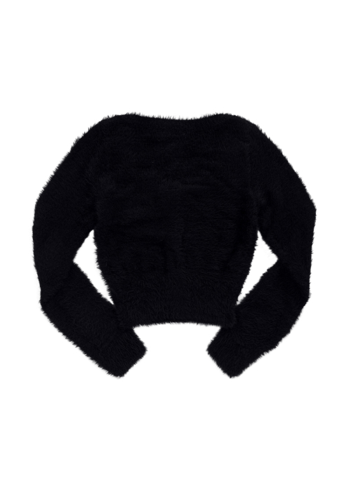 NIA HAIRY CARDIGAN / BLACK