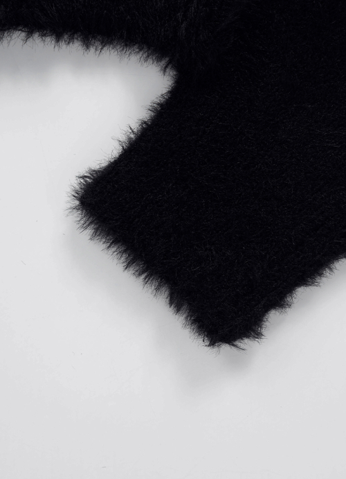 NIA HAIRY CARDIGAN / BLACK