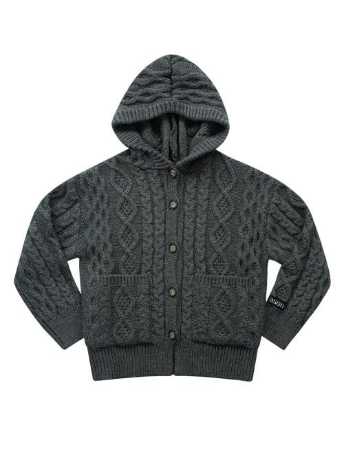 ELO TWISTED HOOD CARDIGAN / CHARCOAL