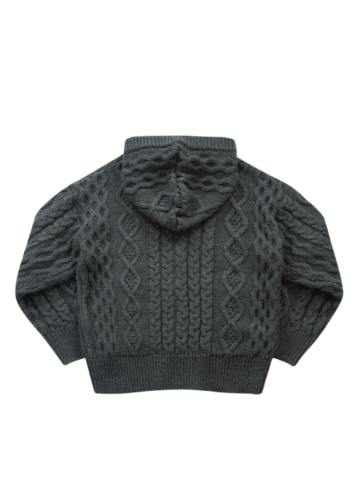 ELO TWISTED HOOD CARDIGAN / CHARCOAL