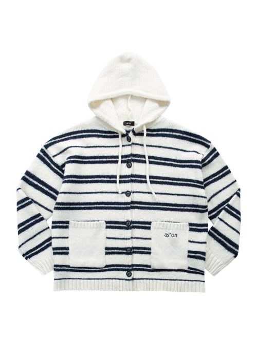 BERA STRIPE HOOD CARDIGAN / WHITE