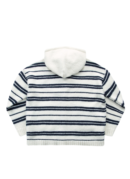 BERA STRIPE HOOD CARDIGAN / WHITE