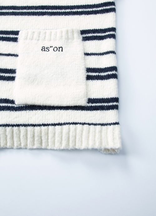 BERA STRIPE HOOD CARDIGAN / WHITE