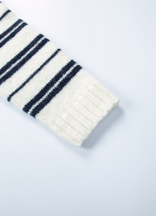 BERA STRIPE HOOD CARDIGAN / WHITE