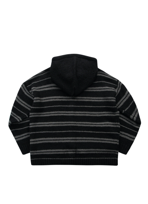 BERA STRIPE HOOD CARDIGAN / BLACK