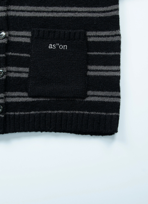 BERA STRIPE HOOD CARDIGAN / BLACK