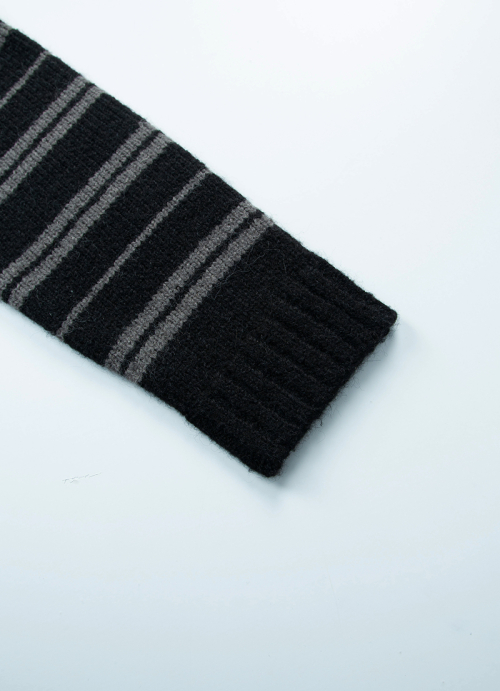 BERA STRIPE HOOD CARDIGAN / BLACK