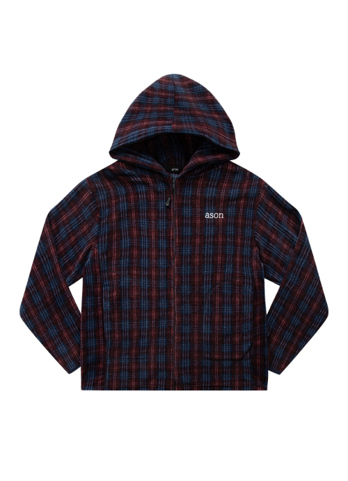 CHECK FLEECE HOOD ZIP-UP
