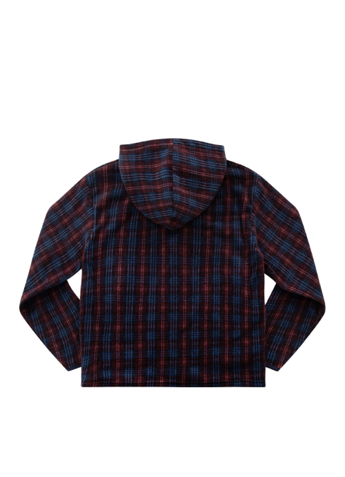 CHECK FLEECE HOOD ZIP-UP