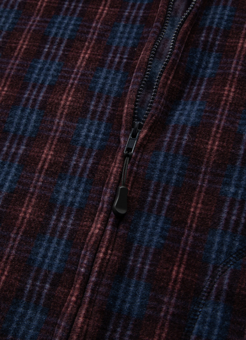 CHECK FLEECE HOOD ZIP-UP