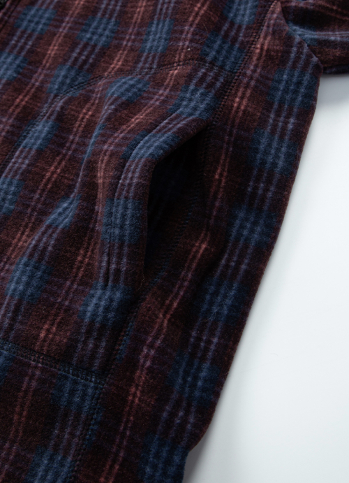 CHECK FLEECE HOOD ZIP-UP