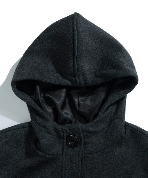 ALLO HOOD LONG COAT / CHARCOAL