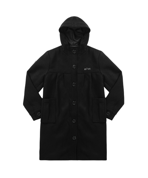 ALLO HOOD LONG COAT / BLACK