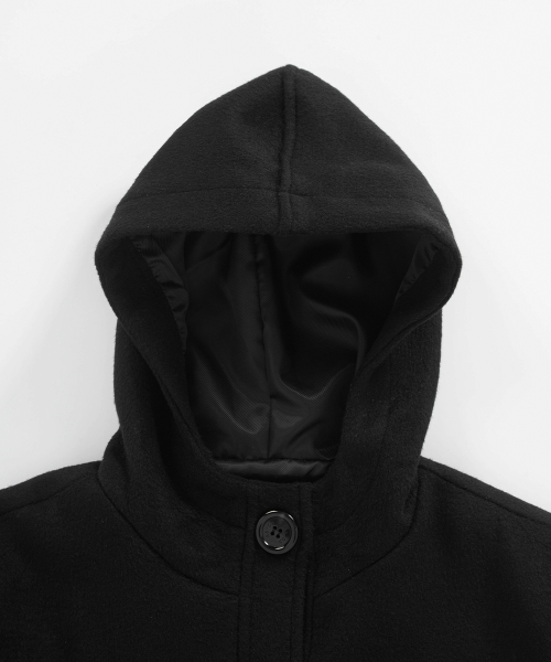 ALLO HOOD LONG COAT / BLACK