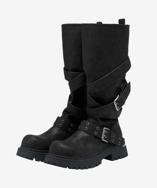Rusk Strap Slouched Boots_Black