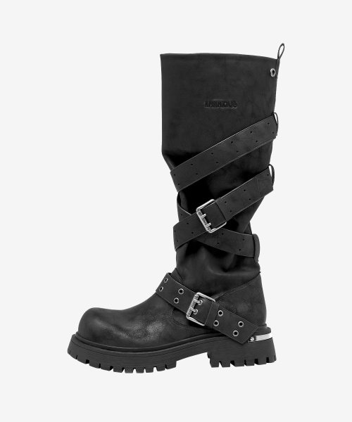 Rusk Strap Slouched Boots_Black