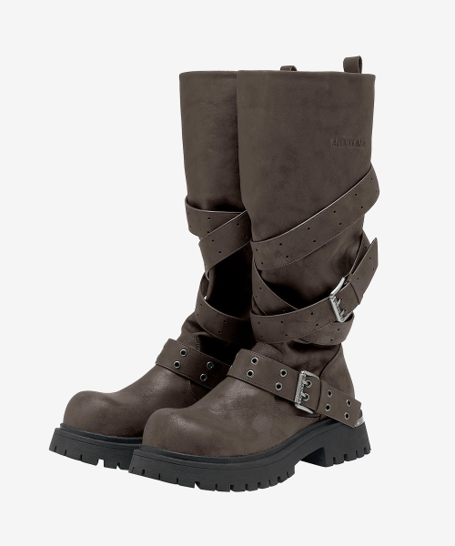 Rusk Strap Slouched Boots_Brown