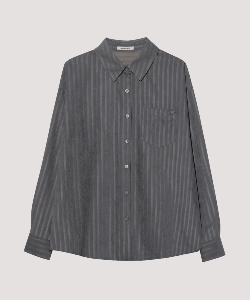 SUEDE STRIPE PENDANT SHIRT, CHAROCOAL