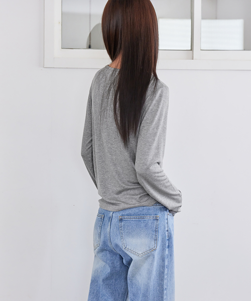 TENCEL RIBBED PENDANT T-SHIRT, MELANGE