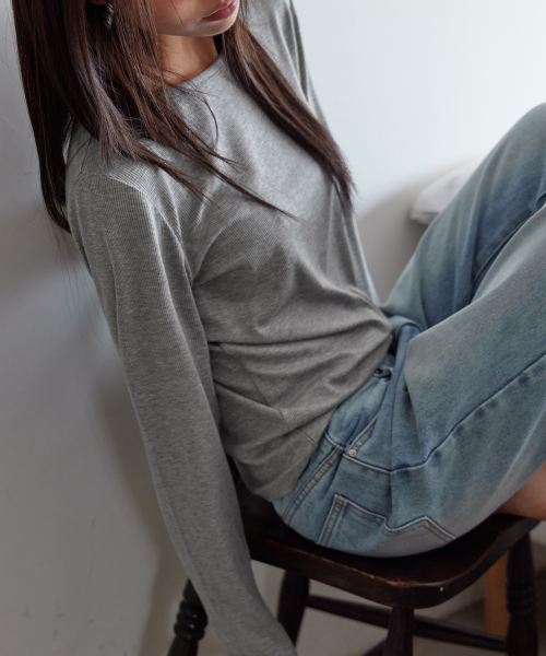 TENCEL RIBBED PENDANT T-SHIRT, MELANGE
