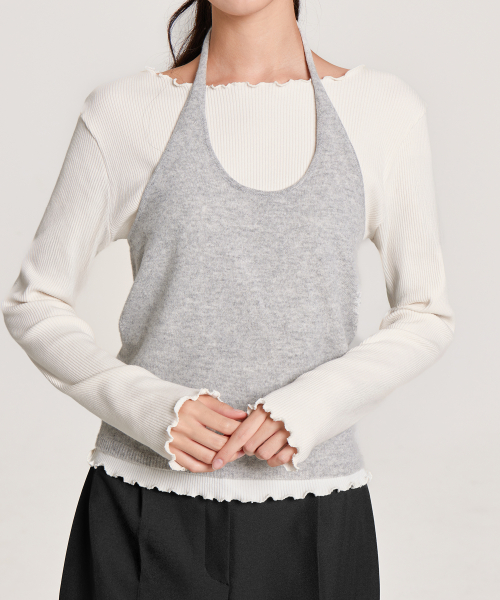 FRILL PENDANT T-SHIRT, IVORY