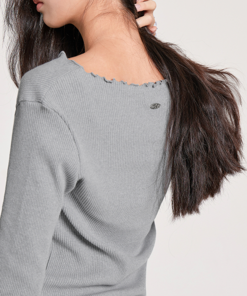 FRILL PENDANT T-SHIRT, GREY