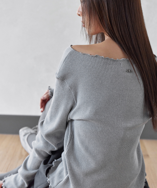 FRILL PENDANT T-SHIRT, GREY