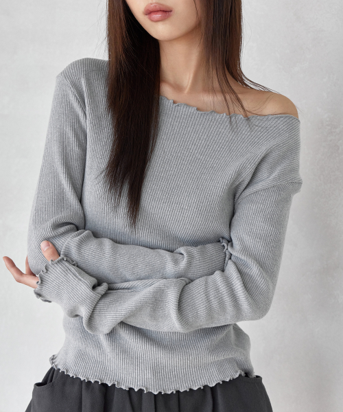 FRILL PENDANT T-SHIRT, GREY