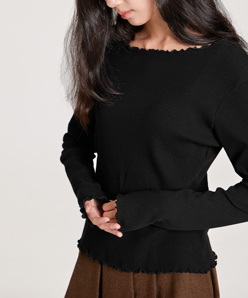 FRILL PENDANT T-SHIRT, BLACK
