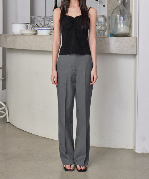 SIGNATURE ESSENTAIL BOOTCUT SLACKS, CHARCOAL