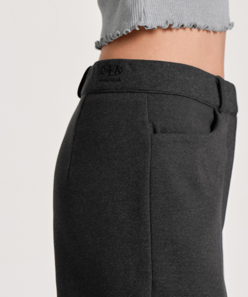 SIGNATURE WOOL WIDE SLACKS, CHARCOAL