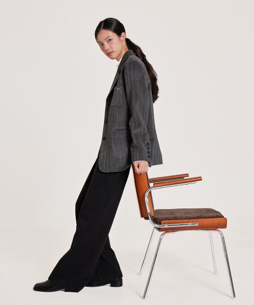 SIGNATURE WOOL WIDE SLACKS, BLACK