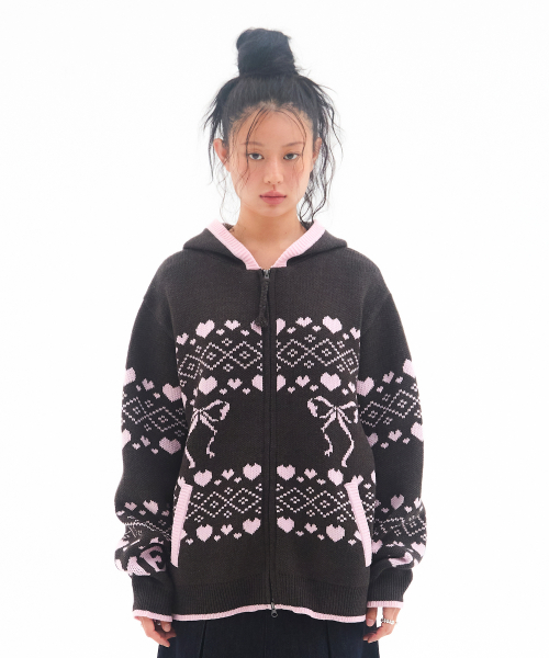 COWICHAN KNIT HOODIE ZIP-UP CHARCOAL