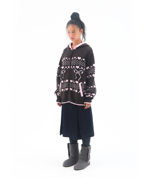COWICHAN KNIT HOODIE ZIP-UP CHARCOAL