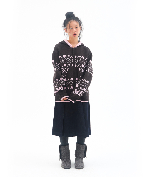 COWICHAN KNIT HOODIE ZIP-UP CHARCOAL