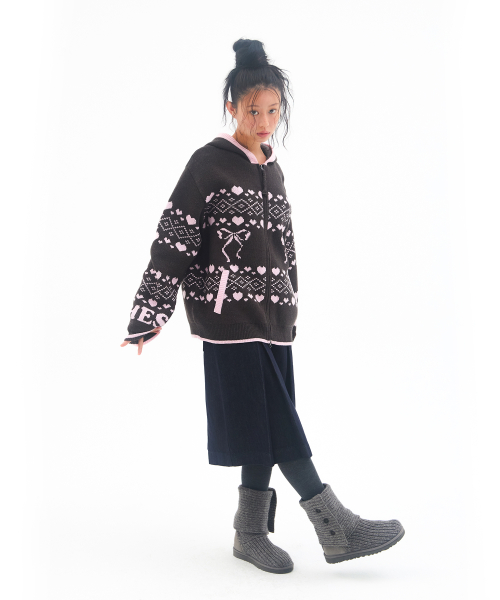 COWICHAN KNIT HOODIE ZIP-UP CHARCOAL