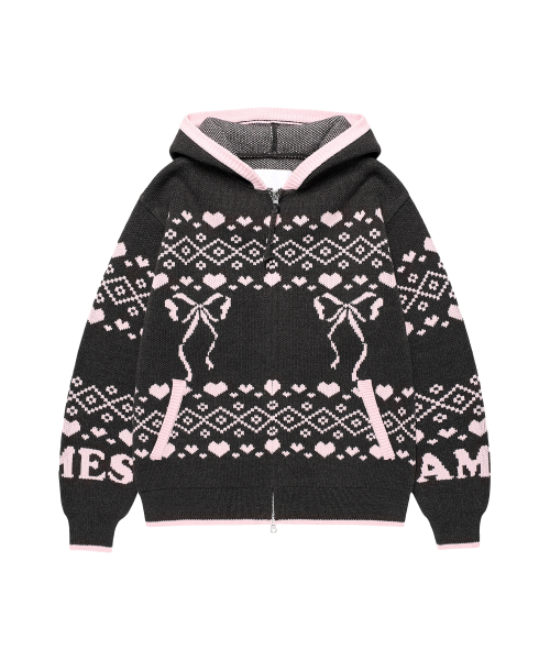 COWICHAN KNIT HOODIE ZIP-UP CHARCOAL