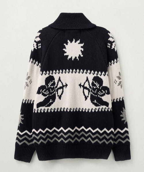 Angel Loose Fit Cowichan Knit Cardigan Navy