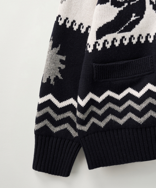 Angel Loose Fit Cowichan Knit Cardigan Navy