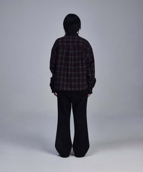 플레어 배기 기모 트레이닝 팬츠[블랙]