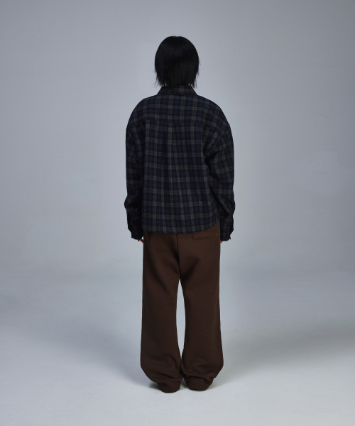 플레어 배기 기모 트레이닝 팬츠[브라운]