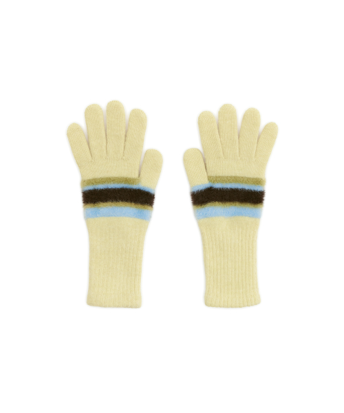 Color Block Wool Gloves, LEMON