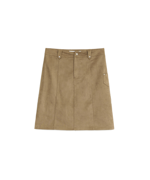 Rivet Pocket Midi Skirt, BEIGE
