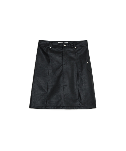 Rivet Pocket Midi Skirt, BLACK
