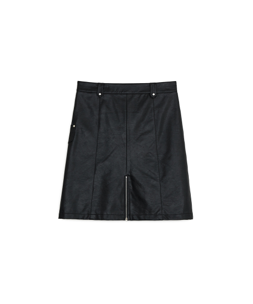 Rivet Pocket Midi Skirt, BLACK